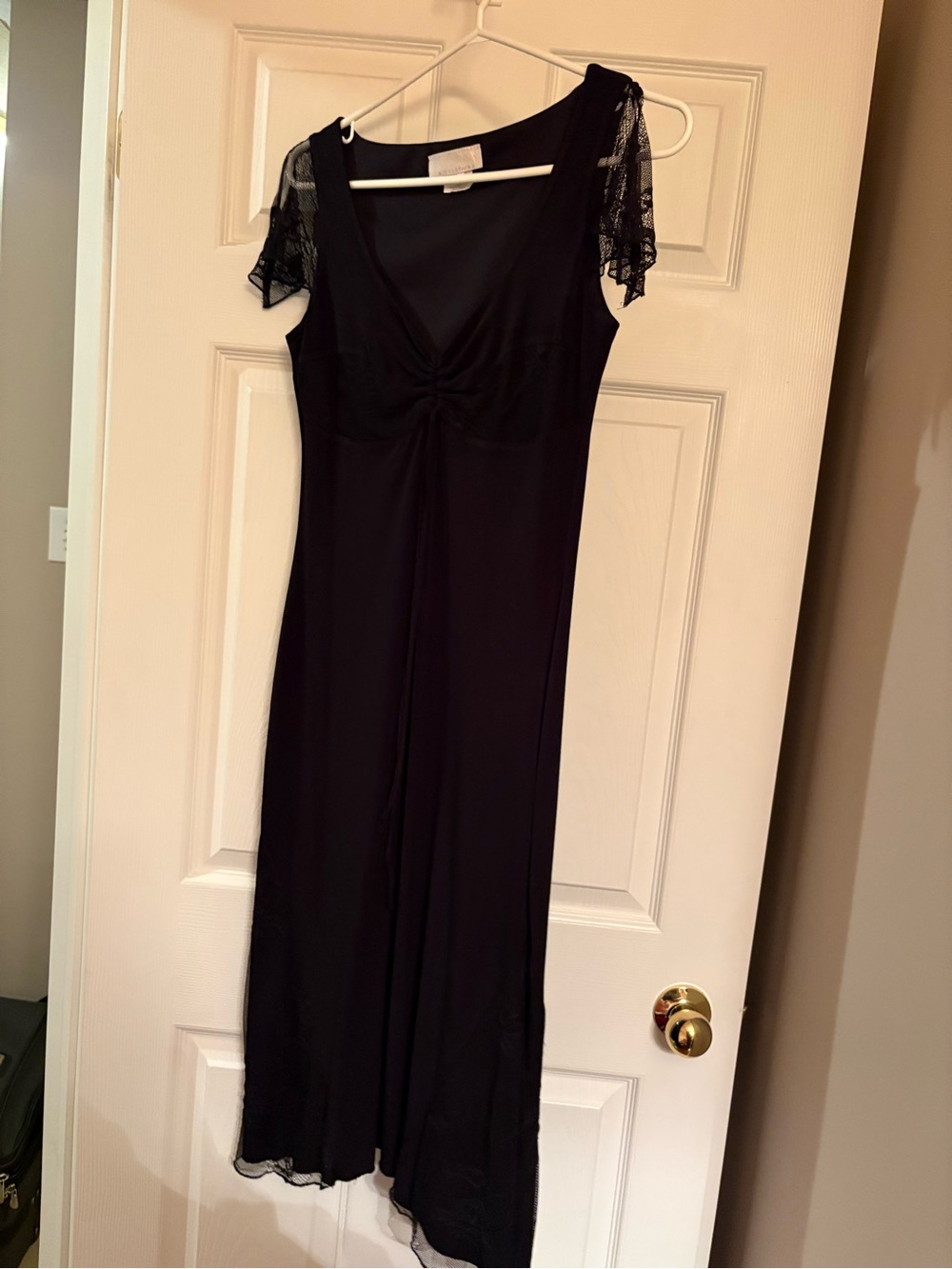 XS Clothing Black Lace Sleeve Maxi Dress